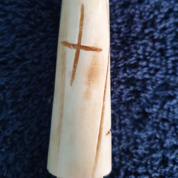 Chunky Vintage African Art Hand-Carved Bone Necklace - Picture 12 of 15